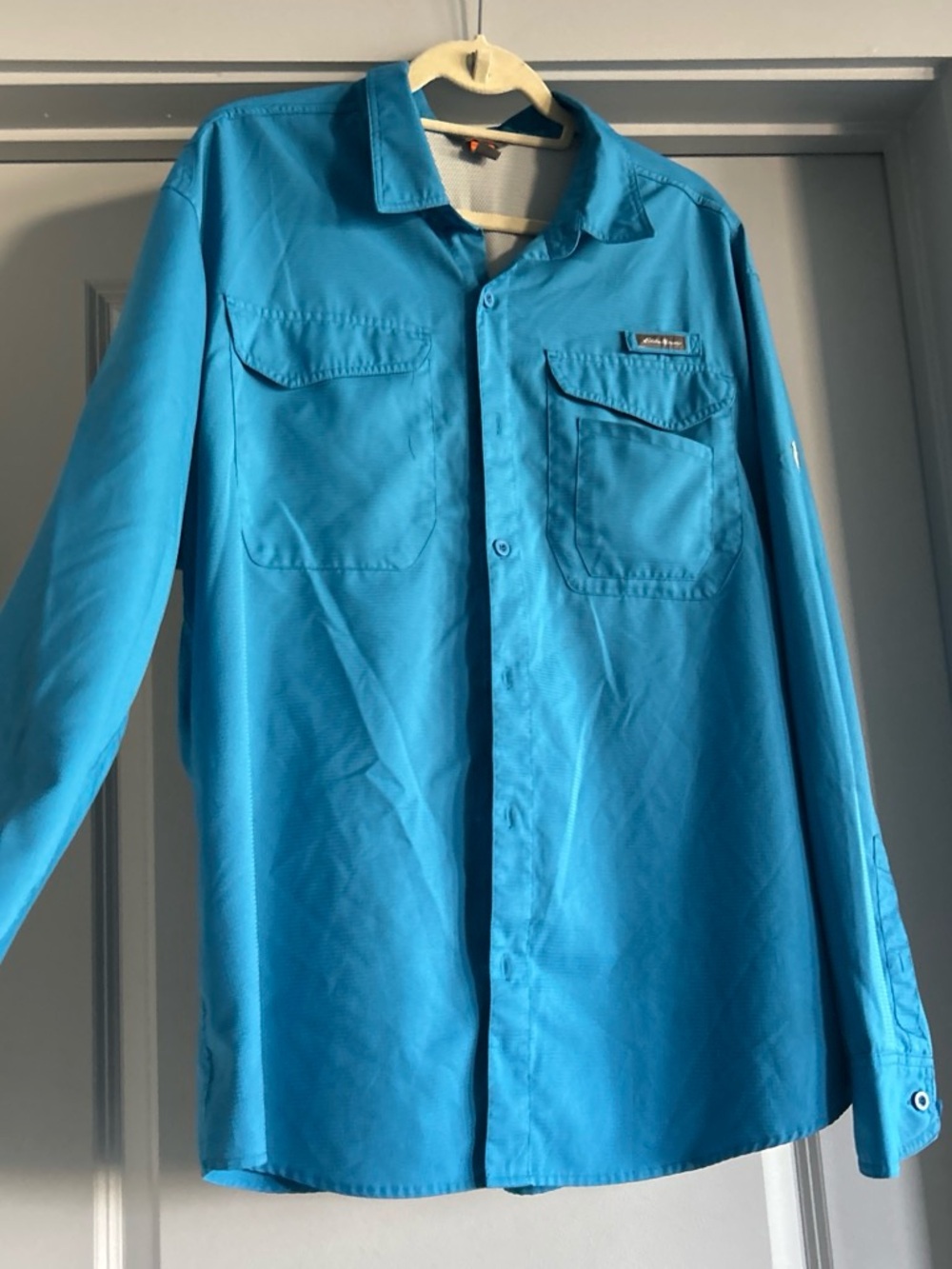 Eddie Bauer Men’s Turquoise Long-Sleeve Button Shirt